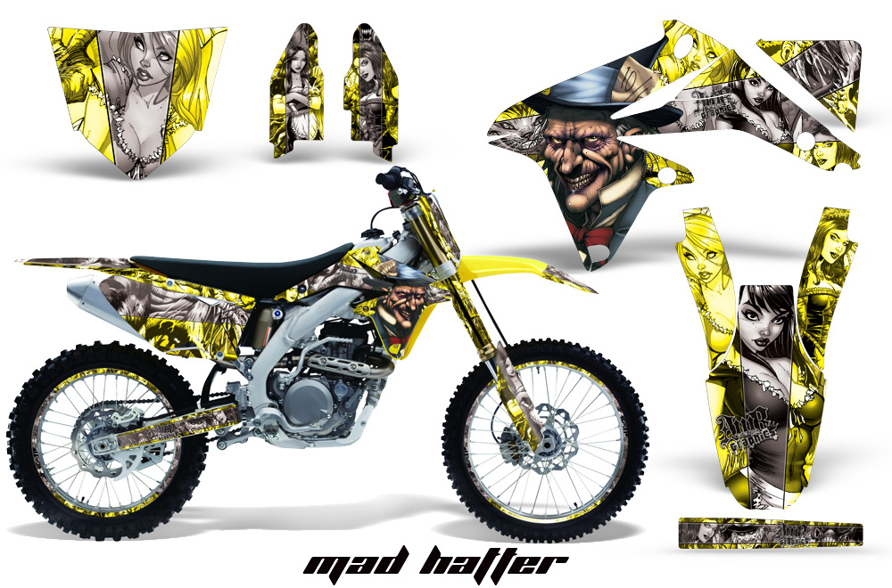 Suzuki-RMZ450 08-10 Graphics Kit MadHatter YellowSilverstripe NPs